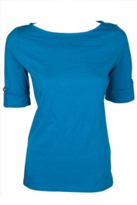 Charter Club Womens Short Sleeve Wide Neck Top