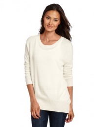 Magaschoni Women's 100% Cashmere High Low Sweater, Winter White, Medium