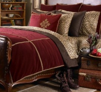 Ralph Lauren Venetian Court Burgundy Velvet Jacquard KING Duvet Cover