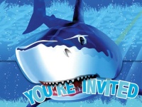 Creative Converting Shark Splash Birthday Party Invitations, 8 Count