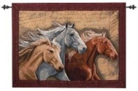 Manual Woodworkers & Weavers 3 Horses Woven Tapestry Wall Hanging, 36 by 26-Inch