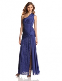 Halston Heritage Women's One-Shoulder Pleated Gown, Violet, 8