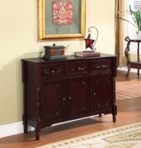 King's Brand R1021 Wood Console Sideboard Table with Drawers and Storage, Cherry Finish