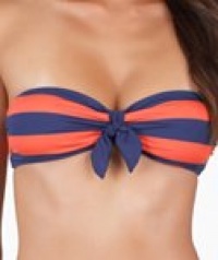 Splendid Women's Marcel Stripe Bandeau Bra, Navy/Coral, Small