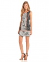 Jessica Simpson Women's Sleeveless Printed Block Dress, Vigne White, 6