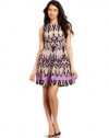 Jessica Simpson Women's Printed Dress with Pleated Skirt, Bellflower, 12