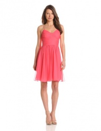 Rebecca Taylor Women's Chiffon Wrap Front Dress, Coral, 12