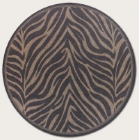 Couristan 1514/0121 Recife Zebra Black/Cocoa Rug, 7-Feet 6-Inch Round