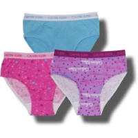 Calvin Klein Logo Girl's bikini's 3 pack in Lavender, pink and light blue - Girls 6/6X