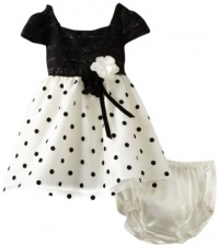 Sweet Heart Rose Baby-girls Infant Polka Dot Occasion Dress, Black/White, 12 Months