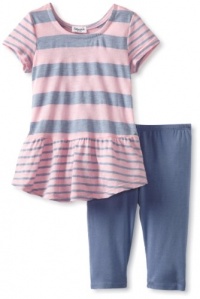 Splendid Littles Baby-girls  Marseille Chambray Stripe Peplum Set, Pink Ribbon, 18-24 Months