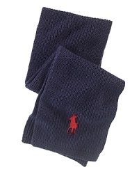 Perfect for colder days, a cotton scarf is rendered in a solid design with an embroidered Big Pony for classic style.