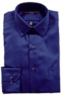 Geoffrey Beene Sateen Fitted Dress Shirt - Night Blue