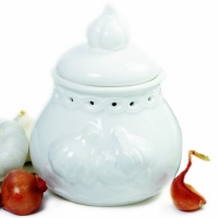 Norpro 254 White Stoneware Garlic Keeper, Off-White