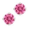 3.00 Ct .925 Sterling Silver Pink CZ Round Stud Earrings 6MM