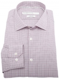 Perry Ellis Men's Premium Grid Plaid Slim Fit Dress Shirt, Purple, 16.5 32/33