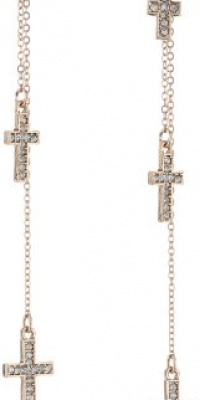 Betsey Johnson Iconic Summer Metallics Cross Front and Back Linear Drop Earrings