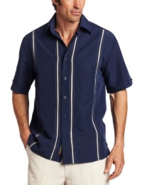 Cubavera Men's Short Sleeve Front Insert with Pickstitching Shirt