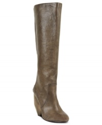 Check out the chunky wooden heel and double exposed zipper on the Quanyah boots by RACHEL Rachel Roy.