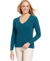 Charter Club Womens Ribbed Knit Sweater - Teal