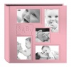 Pioneer Collage Frame Embossed Baby Sewn Leatherette Cover Photo Album, Baby Pink