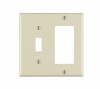 Leviton 80405-A 2-Gang 1-Toggle 1-Decora/GFCI Device Combination Wallplate, Standard Size, Thermoset, Device Mount, Almond