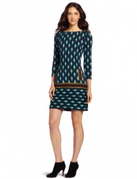 Plenty by Tracy Reese Women's Diamond Foulard Knit Dress, Indigo Multi, Petite