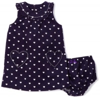 Hartstrings Baby-Girls Infant Printed Spandex Corduroy Dress, Purple Heart, 18 Months