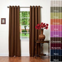 Solid Grommet Top Thermal Insulated Blackout Curtain 84 Length 1 Pair-CHOCOLATE - GT