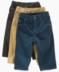 Transition him into the season with sweet style in these adorable corduroy pants from First Impressions.