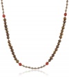 Brown Freshwater Pearl and Swarovski Elements with Carnelian Accents Gold over Silver Necklace, 36