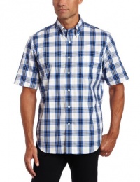 Nautica Men's Poplin Short Sleeve Plaid Woven Shirt