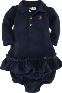 Ralph Lauren Layettel Girl's Mesh Polo Dress (3 Month, Navy)