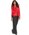 Evan Picone offers a glamorous way to update your work wardrobe. Flattering trousers coordinate with a belted, bold-hued jacket for a polished petite suit.