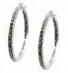 Charter Club Earrings, Silver-Tone Micro Pave Hoop Earrings