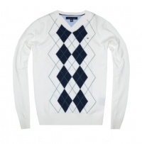 Tommy Hilfiger Men Fashion V-neck Argyle Sweater Pullover