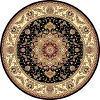 Safavieh LNH329A Lyndhurst Collection Round Area Rug, 4-Feet Diameter, Black and Ivory