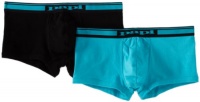 Papi Men's Cotton Stretch 2 Pack Solid Brazilian Trunk Brief, Caribe/Black, Medium