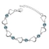 White Gold Plated Hearts Crystals Bracelet - Aqua Blue