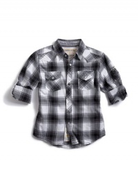 GUESS Kids Boys Big Boy Dakota Long-Sleeve Shirt, GREY (16/18)