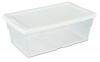 Sterilite 16428012 Storage Box, White Lid with See-Through Base, 12-Pack, 6-Quart