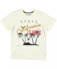 GUESS Kids Boys Slit Neck Tee, OFF WHITE (12/14)