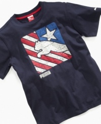 Take a leap. Boost his set of basics with this flag graphic t-shirt from Puma, perfect for warm summer days.