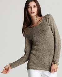 A neutral born to stand out. This Lafayette 148 New York scoop neck comes studded with texture for chic take on cozy.