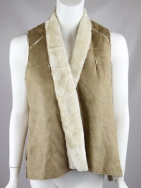 INC International Concepts Womens Petite Natural Faux Suede Vest P S