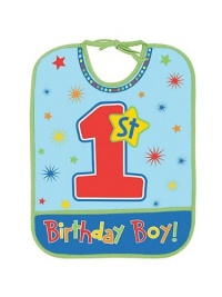 Hugs and Stitches Boy's 1st Birthday Bib