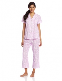 Dearfoams Women's  Short Sleeve Notch Collar Pajama Set