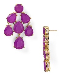 Vibrant violet gemstones and gleaming 12-karat gold form a colorful cascade on these chandelier earrings from kate spade new york. Slip in these stunners as a bold final touch.