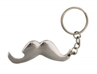 Island Dogs Mustache Bottle Opener Keychain, Silver