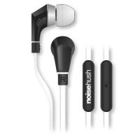 NoiseHush NX80-11971 Hands-Free 3.5 mm Stereo Sound Wired Headset with Mic for Apple iPhone and Smartphone's - Retail Packaging - White/Black